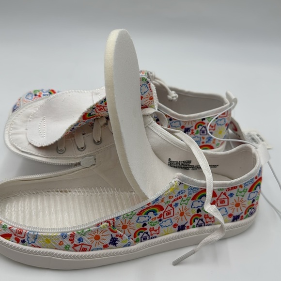 NWT BILLY Footwear LowTop Sneakers Big Girl White with Rainbow House Print - Picture 5 of 12